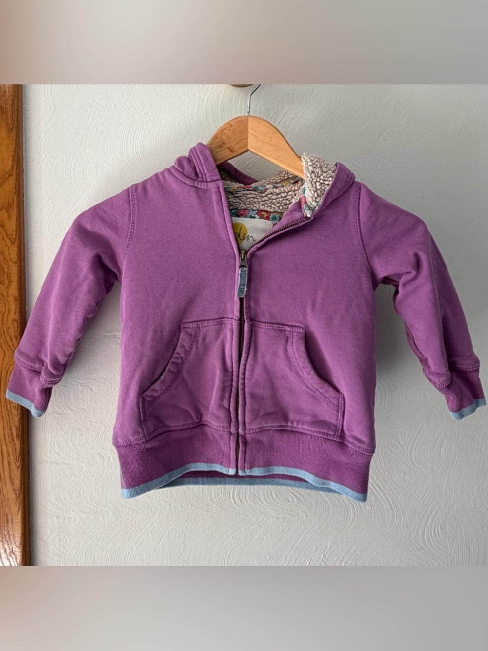 Mini Boden Lined Sweatshirt with Hoodie